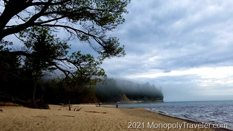 Fog beginning to roll inland from the cold waters of Lake Superior on Miner's Beach