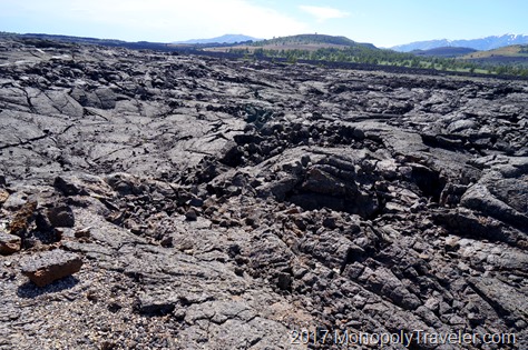 Lava rock covering much of the landscape