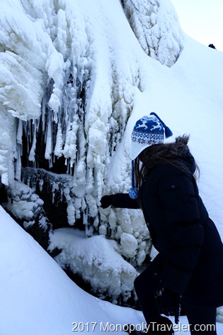 Looking at some of the cool ice formations created from the water falls