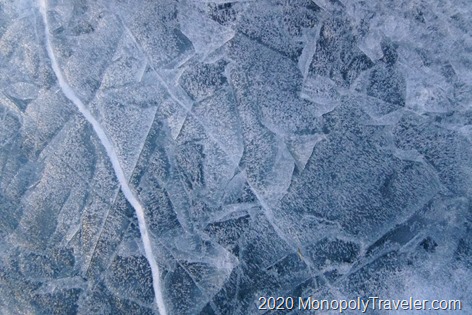 Ice patterns created from cracking under warmer days
