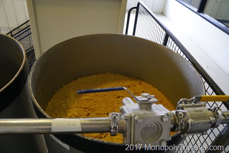Grains fermenting for several days called mash