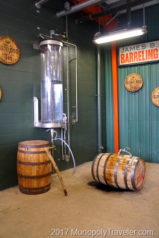 Putting the distilled moonshine into a barrel for aging