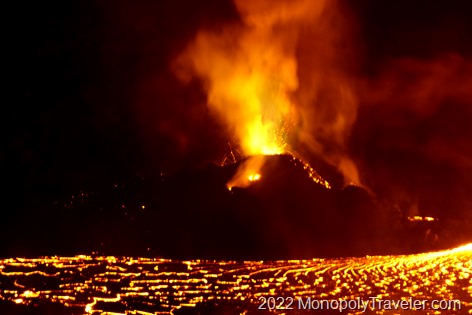 Lava erupting from the caldera of Kilauea